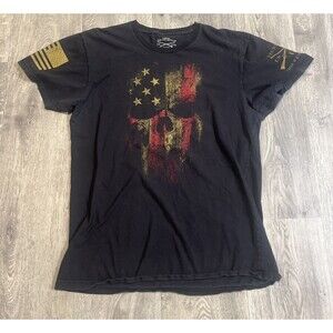 Grunt Style GS T-Shirt This We’ll Defend US Skeleton Black/Yellow/Red Size Large